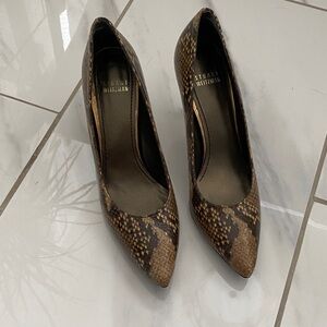 Stuart Weitzman Tan Snakeskin Heels